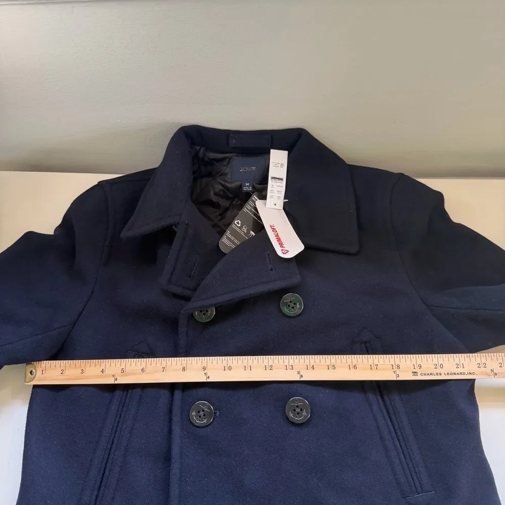 J Crew NWT Dock Peacoat Pea Coat Wool Navy Jacket Size Medium Classic Nautical